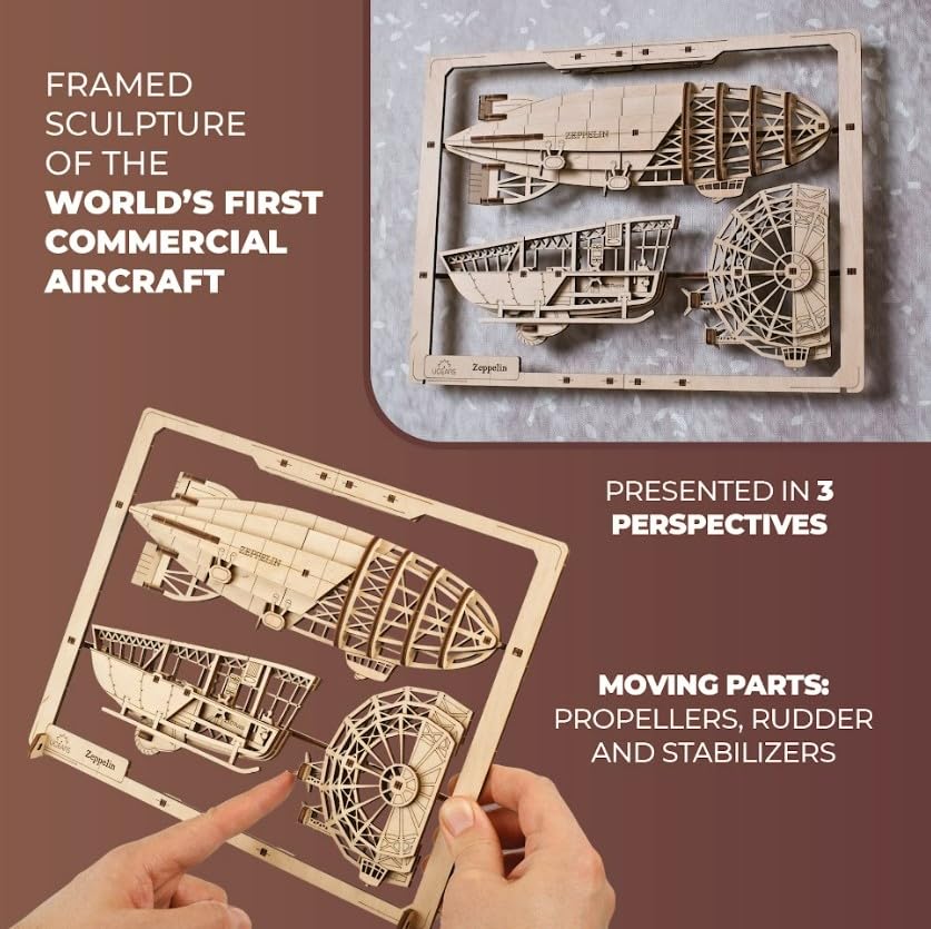 Ugears Zeppelin Puzzle 70208 Деревянный 3D-пазл Не требуется клей или инструменты Craft 2.5D
