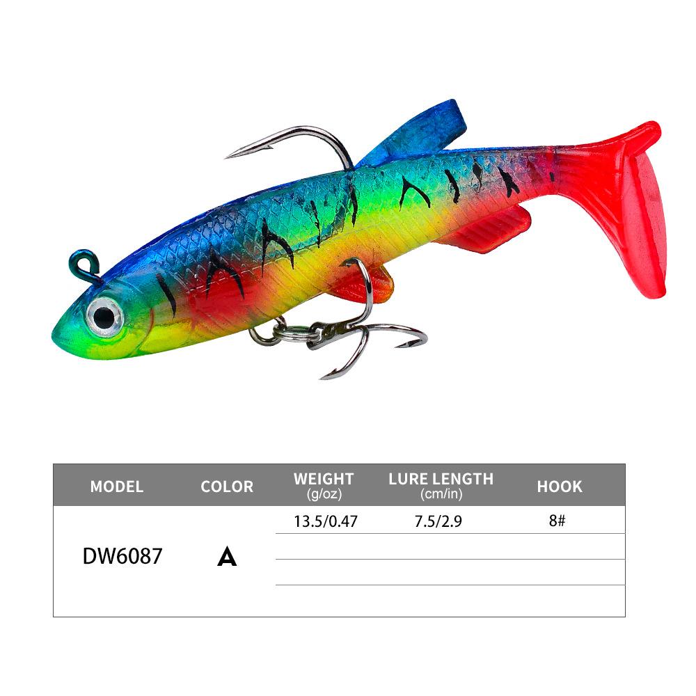 Упаковка приманки Lead Fish 7.5cm 13.5g Lead Head Soft Bait Sea Bass Boat Fishing Biomimetic False Bait T-tail Soft Bait
