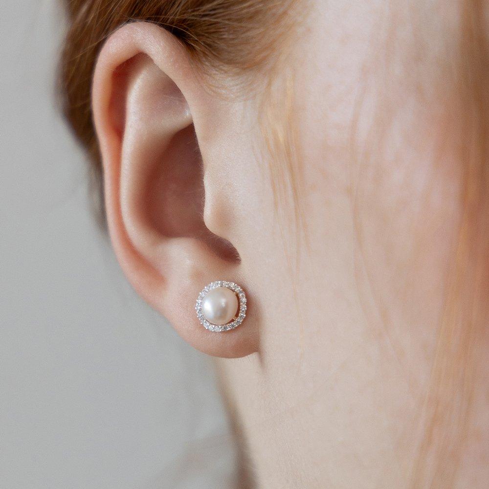 (925 Silver) Grace Pearl Jewel Stud Earrings Ec3234