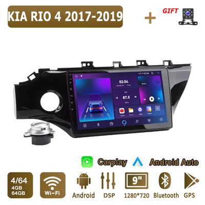 Android Carplay автомобильное радио для KIA RIO 4 2017-2019 мультимедийный проигрыватель головное устройство стерео GPS навигация BT WIFI 4+64 ГБ