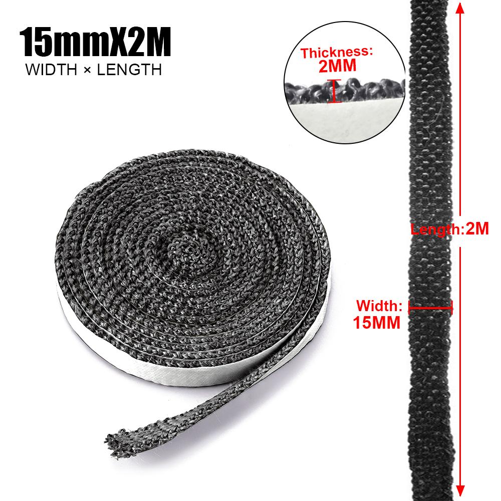 10/15 мм Уплотнительная веревка для камина Дверца дровяной печи Самоклеящийся уплотнительный шнур из стекловолокна Замена 2 м Черная уплотнительная лента