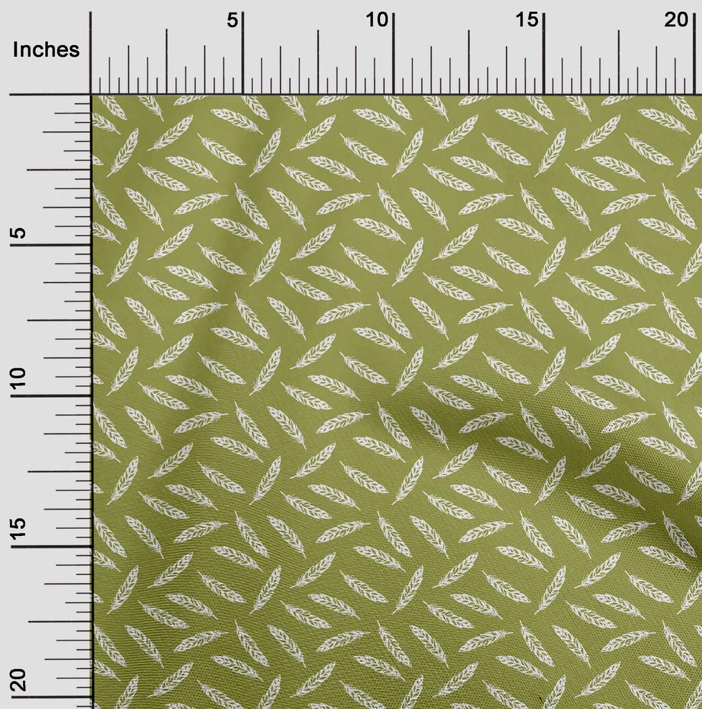 oneOone Cotton Flex Light Green Fabric Feathers Sewing Fabric By The Yard Printed Diy Clothing Sewing Supplies 40 Inch