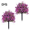 1/2Pcs Artificial Violet Flower with Stake UV Resistant Faux Plastic Flower Spike Indoor Outdoor Garden Porch Patio Wedding Party Decoration