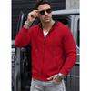 Men S Casual Waffle Texture Hooded Zip Up Sweatshirt With Pockets