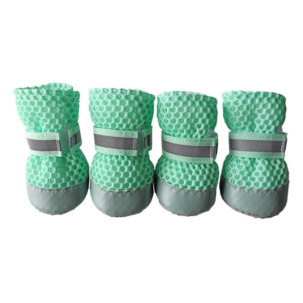 4pcs/set New Breathable Pet Dog Shoes Non-Slip Adjustable Puppy Shoes Lightweight Soft Sole Dog Boots Daily Walking