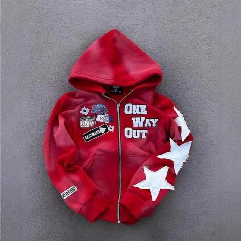 American Flag Print Zip Hoodie Couples Sweatshirt Casual Streetwear Teens