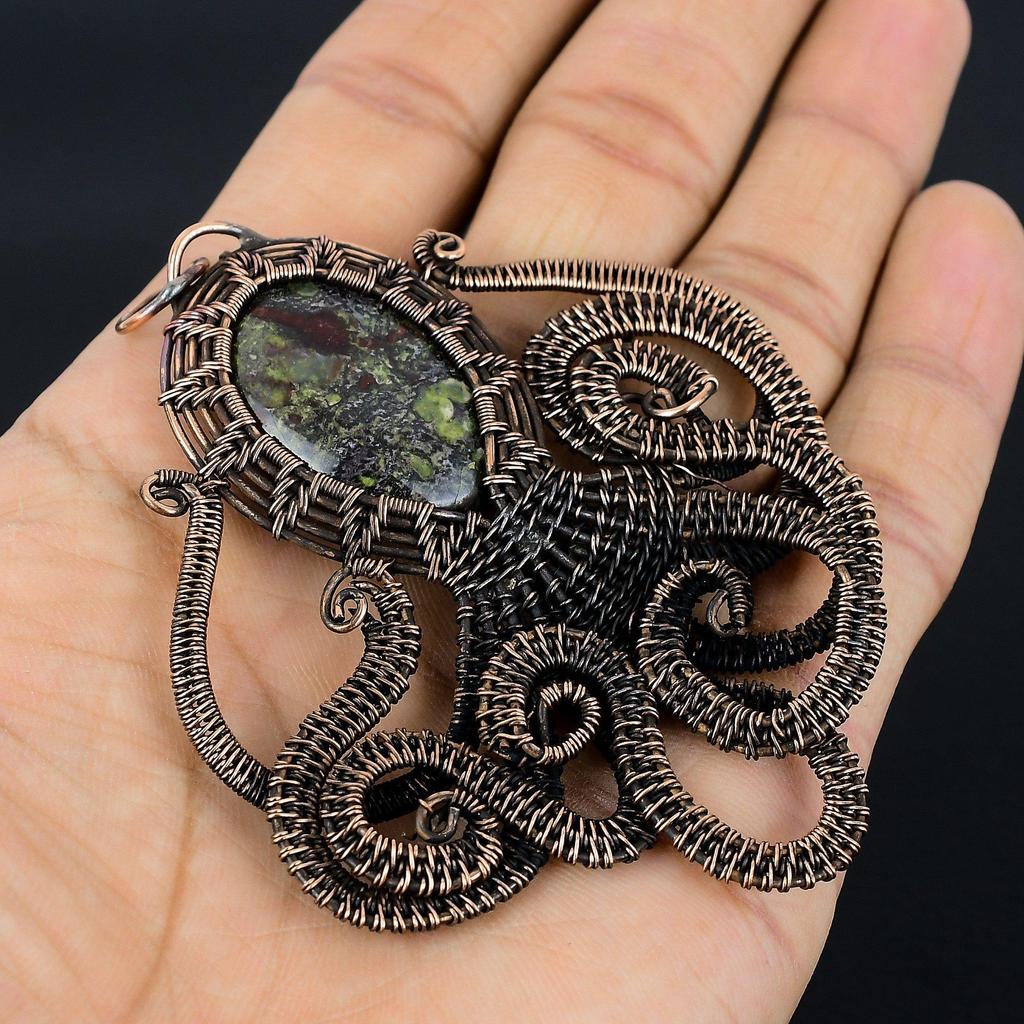 Dragon Blood Jasper 999 Copper Wire Wrapped Pendant, Handmade Gemstone Pendant Jewelry, Gifts For Wife Brand New Pendant