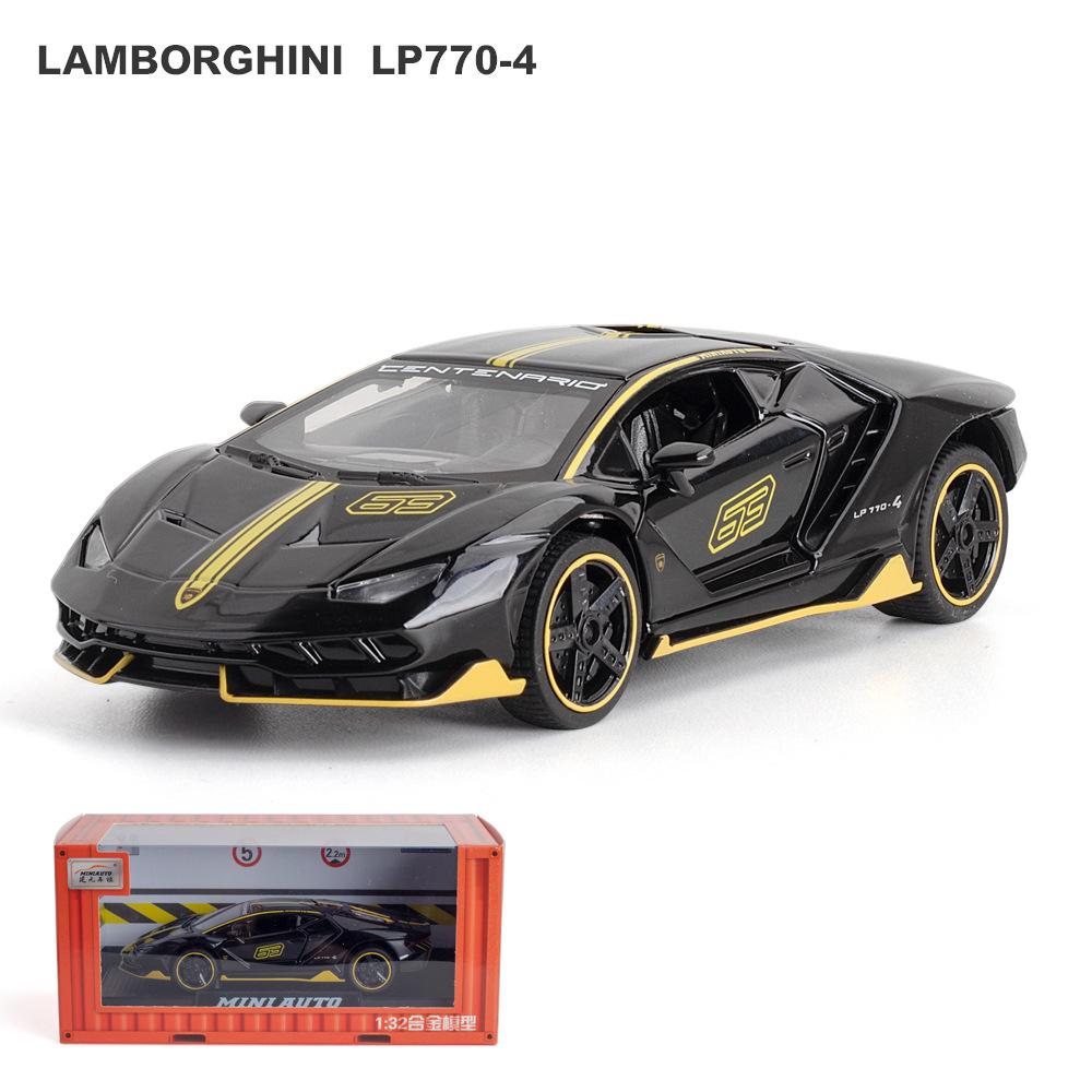 Масштаб 1/32 Lambo LP770-4, литая под давлением модель автомобиля, игрушечный автомобиль из сплава с откидным механизмом, звуком и светом, 3 открытые двери, подарок для детей, малышей, мальчиков и девочек