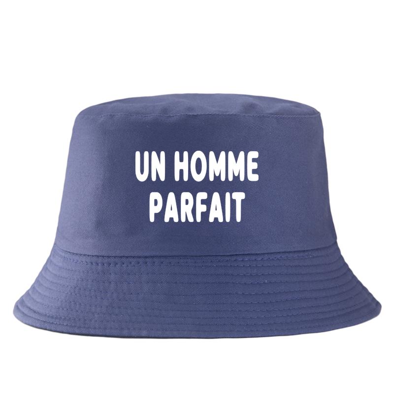 Un Homme Parfait Letter Print Bucket Hat for Unisex Women Summer Cotton Sun Panama Cap Creative Gift FisherUnisex Hats Colors