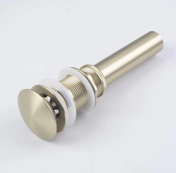 Lacquered Gold Solid Brass Pop Floor Drain Stopper Overflow Eco-Friendly Anti-Fingerprint Bathroom Sink Waste Drain Vessel