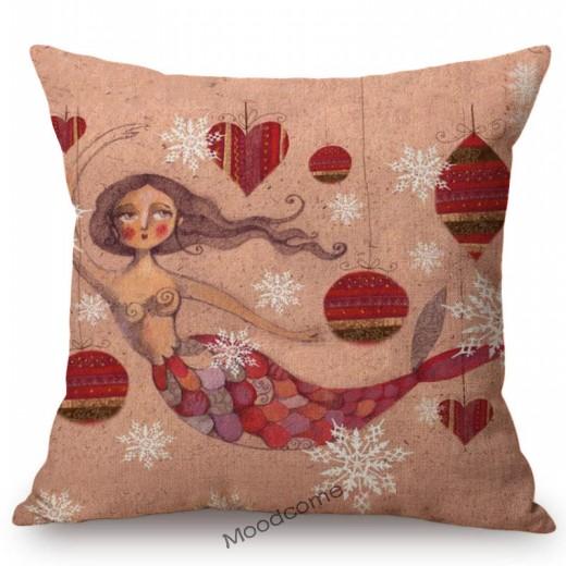 Abstract Elegant Lady Girl Cartoon Princess Queen Mermaid Lovely Dreamy Art Cotton Linen Sofa Pillow Case Linen Cushion Cover