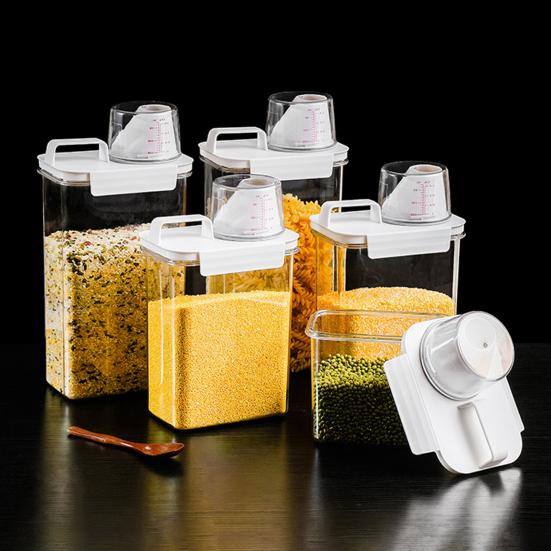 Storage Box Transparent Airtight Container with Ergonomic Grip BPA Free Leakproof Large Capacity Sealed Flour Sugar Container