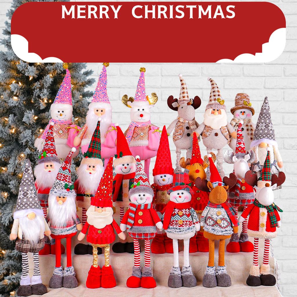 A Variety of Christmas Standing Telescopic Doll Hotel Window Christmas Snowman Elk Doll Decorative Ornaments