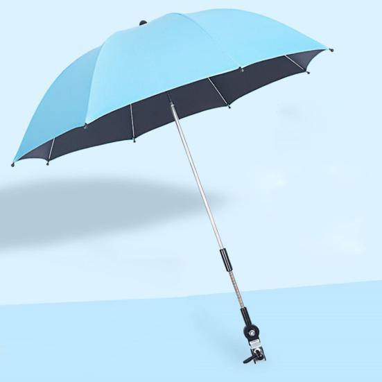 Baby Stroller Umbrella with Clamp UPF 50+ Sun UV Protection Adjustable Waterproof Windproof Universal Outdoor UV Blocking Pram Parasol