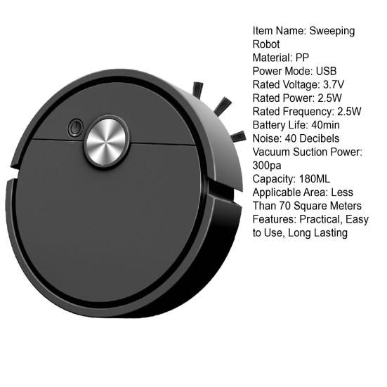 Интеллектуальный подметальный робот-пылесос 300 Па Мощное всасывание Компактный дизайн Перезаряжаемый Простота обслуживания