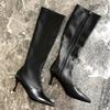 Сапоги женские до колена из натуральной кожи сексуальные зимние сапоги челси на каблуке женские фетиш-обувь для вечеринок женские большие размеры