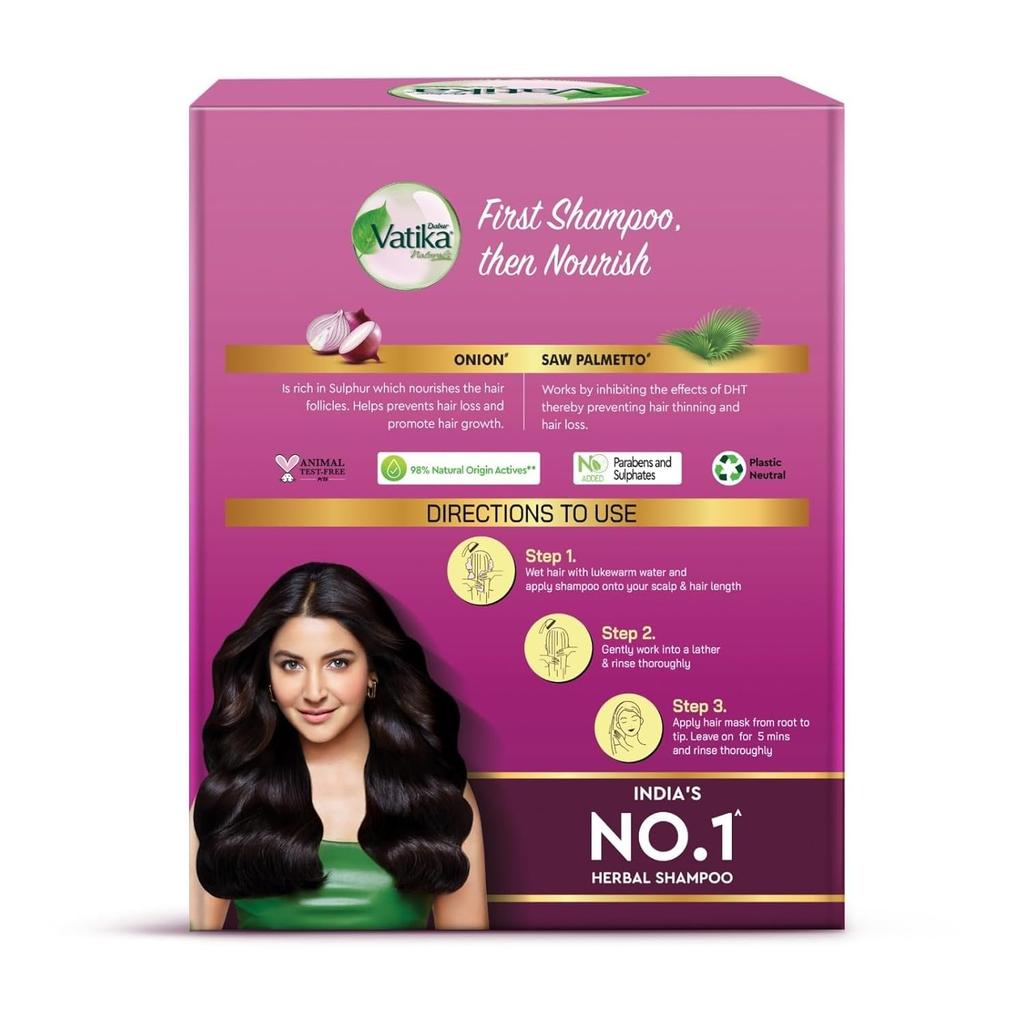Dabur Набор Vatika для контроля выпадения волос с луковым шампунем 640 мл и питательной маской 500 г для более сильных, густых волос и ухода за кожей головы