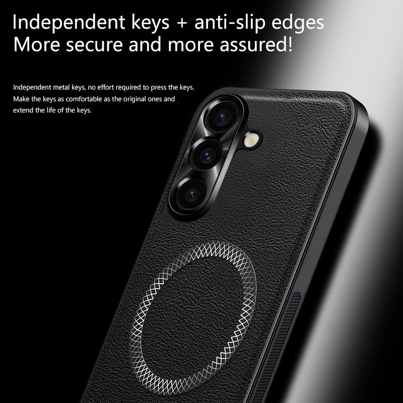 Для Samsung Galaxy A25 5G Чехол Магнитный Элегантный Кожа Износостойкий Объектив Полностью Закрытый Нескользящий Захват Защита Края Чехол