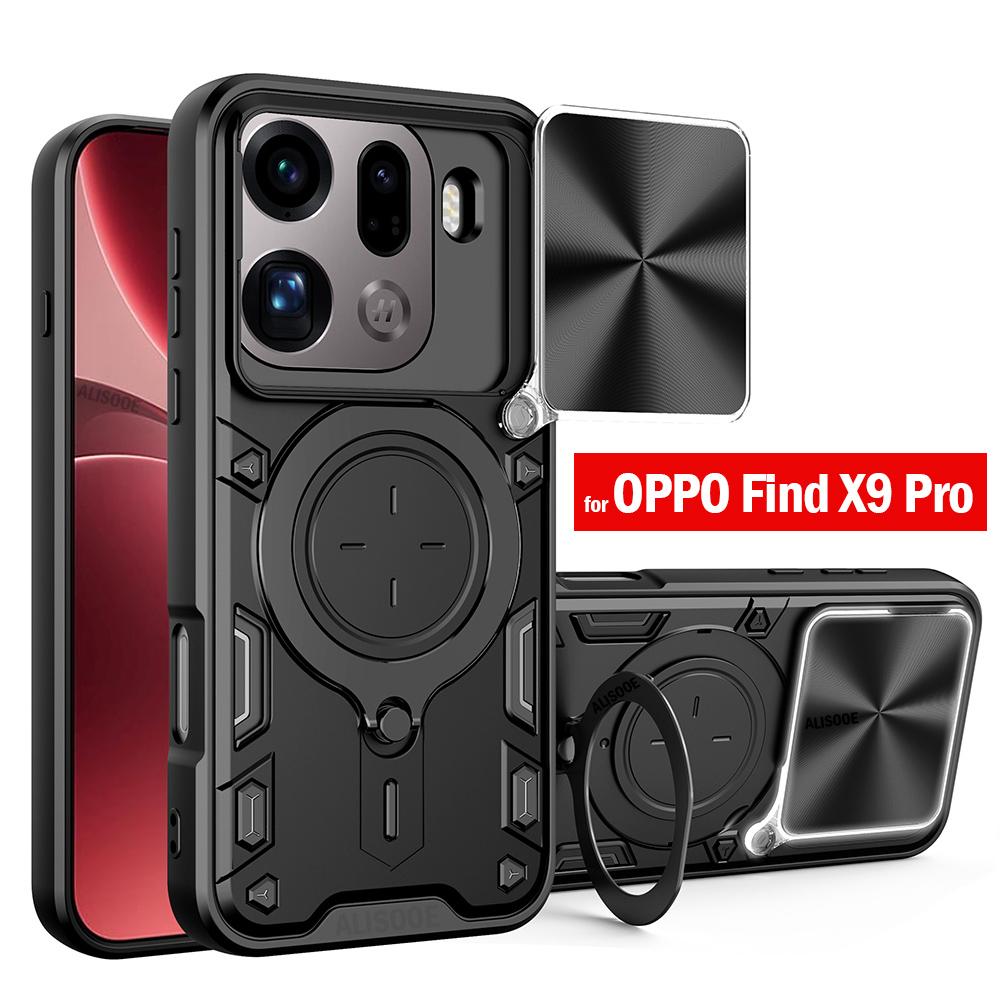 Слайд Камера Фунда для OPPO Find X9 Pro Чехол Магнитное Кольцо Подставка Защита Чехол для Телефона Капа