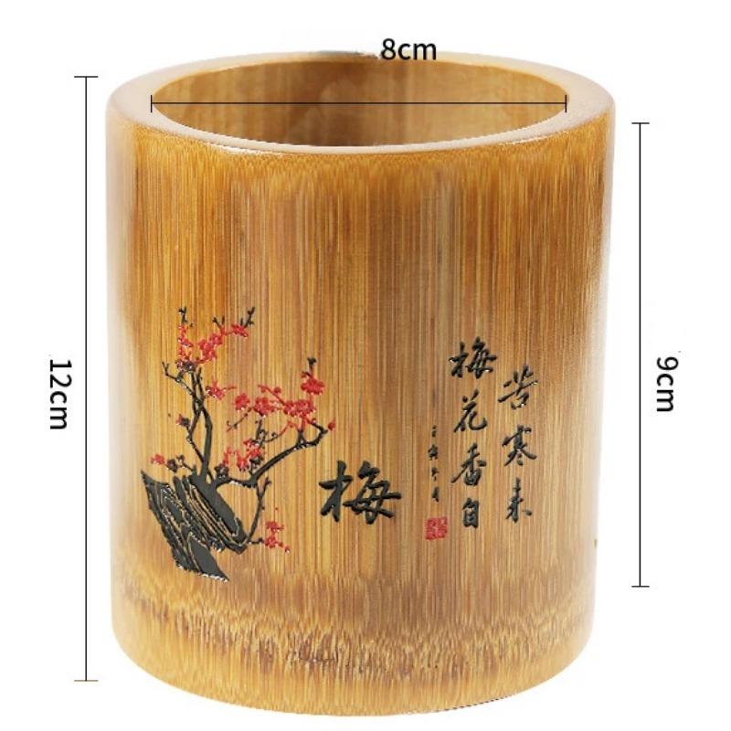 Бамбуковый резной круглый многофункциональный держатель для ручек школьный офисный рабочий стол креативные демонстрационные принадлежности канцелярский ящик для хранения