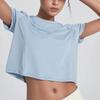 Reebok Однотонная спортивная повседневная трикотажная футболка с коротким рукавом для фитнеса и тренировок, женские топы синего и фиолетового цвета 24SRM406WGB4