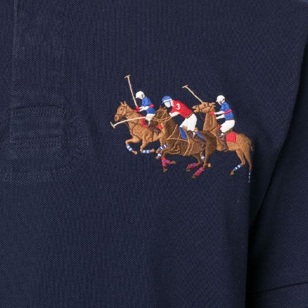 Polo Ralph Lauren SS23 Equestrian Knight вышитая рубашка поло с коротким рукавом мужская верхняя часть темно-синяя 710900614-006