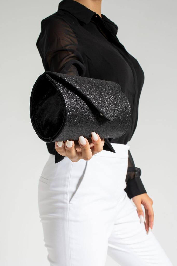 Women's Stylish and Useful Evening Dress Bag Women's Silvery Black Mini Portfolio Evening Dress Bag