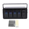 4-Gang Rocker Switch Box, Pre-Wired, QC3.0 with USB Charger, 12V 24V DC, Universal Fit, Multi-Function, Waterproof, for RV (Blue Light)