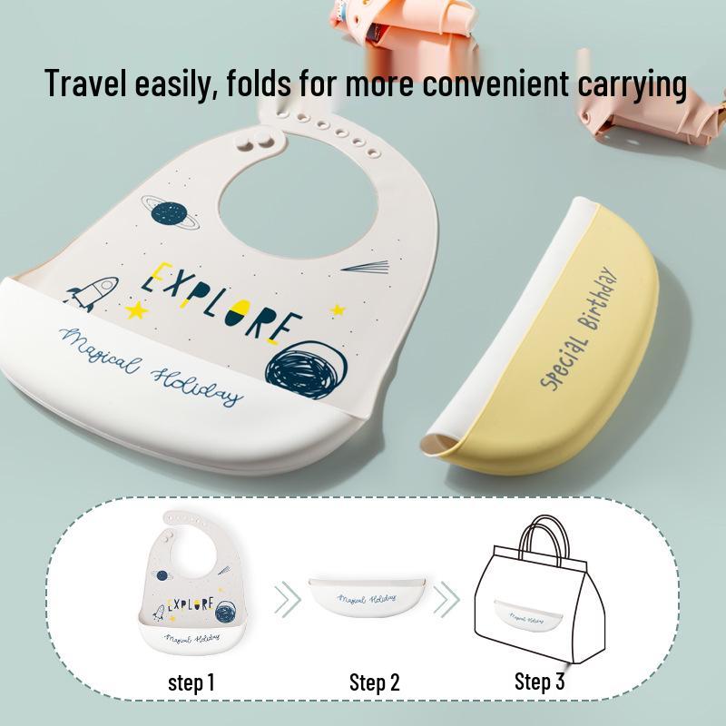 Водонепроницаемый силиконовый детский слюнявчик - Устойчивый к пятнам, Идеальный для детского сада и кормления