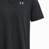 Under Armour Solid Color Button Striped Short Sleeve Polo Shirt Men Tops Black 1377376-001