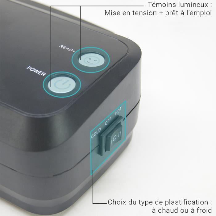 Plastifieuse A4 A5 A6 A7 Pro Rapide à Chaud et à Froid jusqu’à 2x125 microns Pack avec 50 Pochettes A4