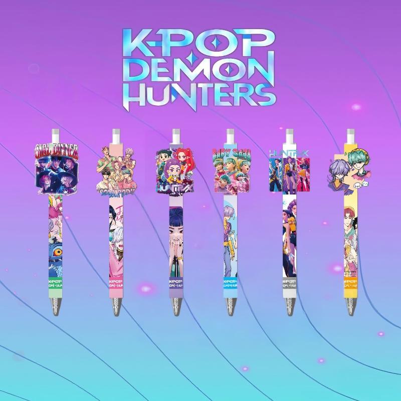5 шт. K-pop Охотники на демонов Гелевые ручки Пишущие гладко ручки Быстросохнущие нейтральные ручки Офисные принадлежности Студенческая канцелярия Подарки