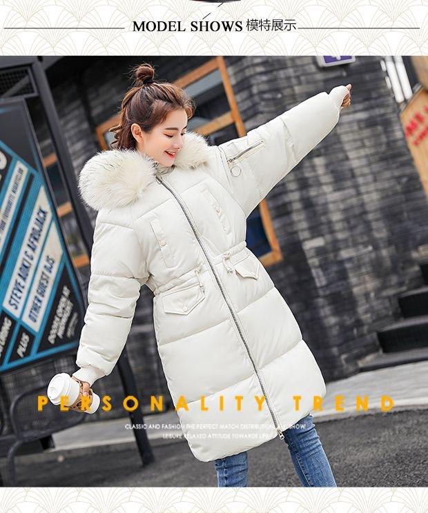 Winter new cotton-padded clothes women's big fur collar medium and long waist thickened down cotton clothes over the knee Korean coat women