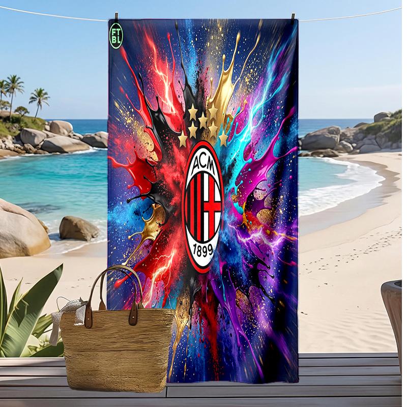 Пляжное полотенце с принтом AC Milan, быстросохнущее, мягкое, портативное, большое, прямоугольное, пляжное покрывало для путешествий, бассейна