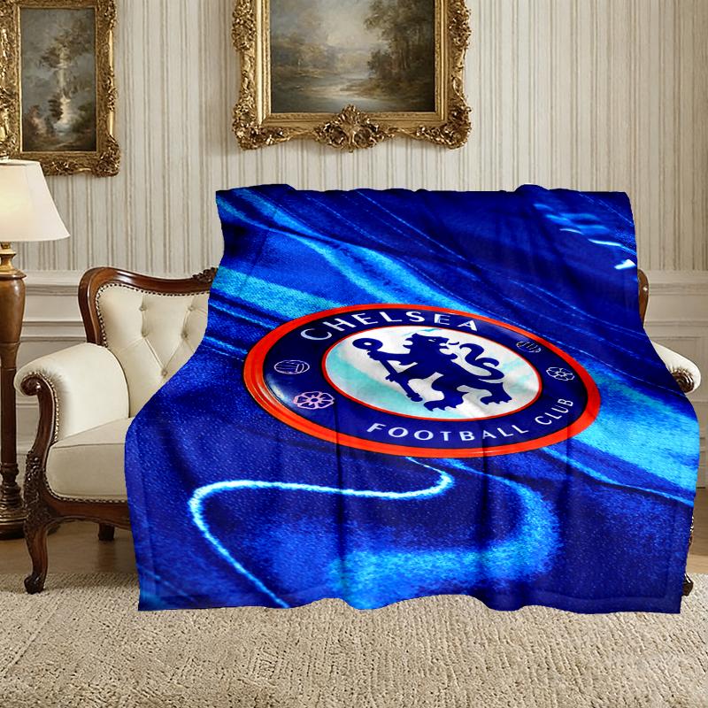 1pc Chelsea FC Blanket, Home Printed Throw Blanket - Soft Blanket Gift for Family, Washable Sofa Bed Blanket