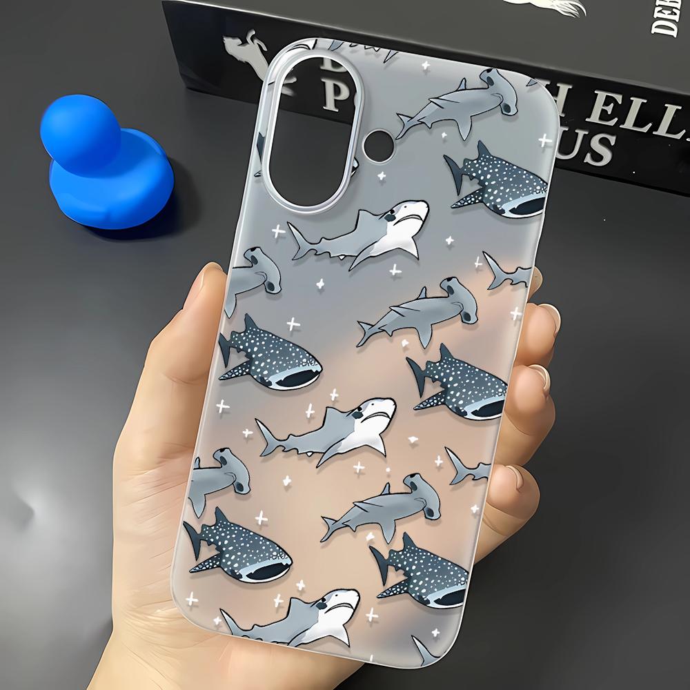 Чехол на весь экран с золотыми рыбками и акулами для IPhone 16 15 14 Pro 15 Plus 13 12 11 17 Pro Max Air 14 Plus Мягкий силиконовый чехол-оболочка