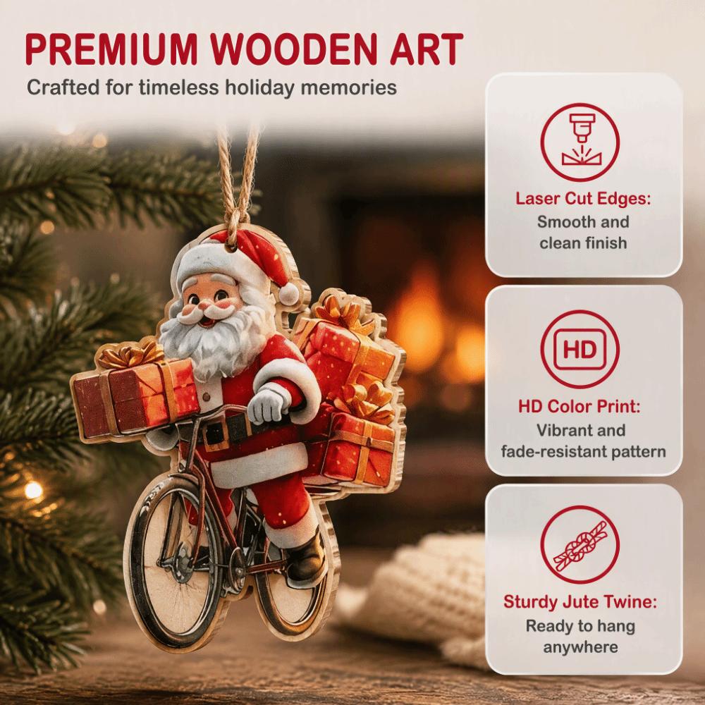 2D Flat Wooden Hanging Pendants Unique Christmas Decorations Set Santa Claus Ornaments Gift