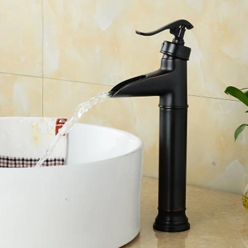 Смесители для раковины, античный латунный водопад, смеситель для раковины в ванной, однорычажный смеситель для раковины, водопроводный кран, краны для туалета