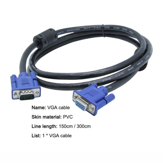 Удлинительный кабель VGA Практичный HD-совместимый 150/300 см Папа-Мама Адаптер-удлинитель для компьютера