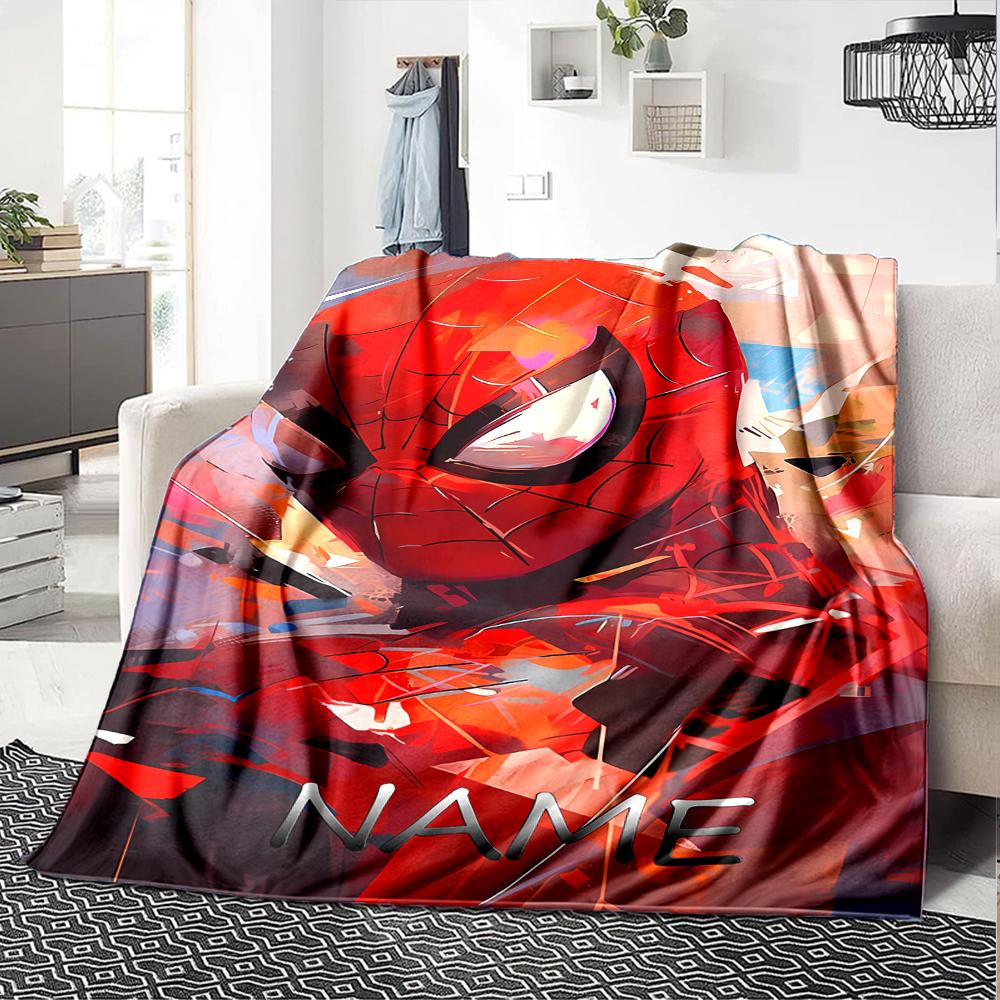 Customiz Name Personality Spider-Man Blanket Soft &Warm Sofa Office Bed Travel Lunch Break Blanket, Gift Suitable All Seasons