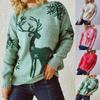 Женский повседневный свитер с длинным рукавом и рождественским принтом, пуловер