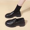 2024 New Fashion Solid Color Versatile Women's College Style Round Toe Thick Sole Shoes Versatile British Style Leather Shoes
