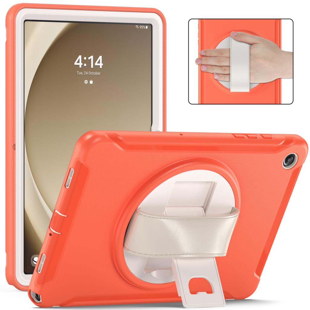 Чехол с ремешком на руку для Samsung Galaxy Tab A9 SM-X110 X115 X117 A9 Plus X210 X216 X218, 360-градусная вращающаяся обложка, 3-слойная защита Funda