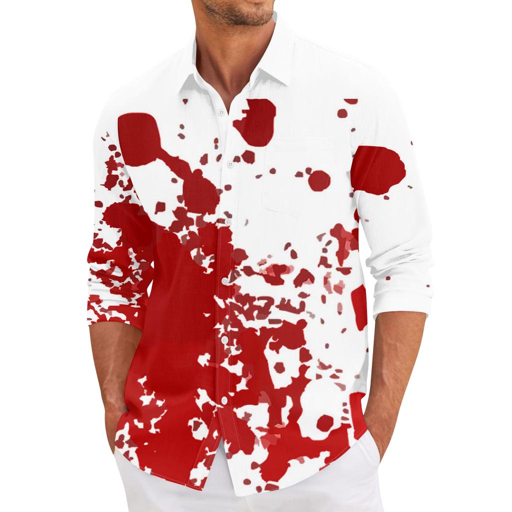 Men'S Casual Loose Fitting Long Sleeved Shirt Fashionable Lapel Shirt Top