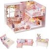 CUTRROOM DIY Миниатюрный деревянный набор для сборки кукольного домика 1:Масштаб 1:24 с мебелью, музыкальной шкатулкой, чехлом от пыли, светодиодной подсветкой
