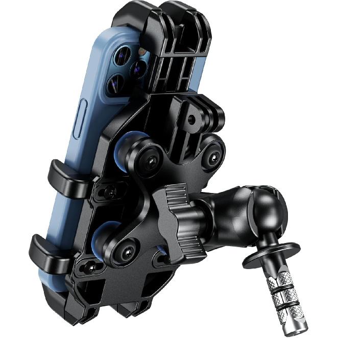 BRCOVAN Motorcycle Fork Stem Phone Mount Holder With Vibration Dampener, Heavy Duty Cellphone Cradle Fit Stem Tubes 12Mm-25.4Mm In Diameter,
