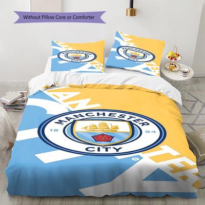 Логотип MCFC Узорный Комплект Постельного Белья Одеяло Пододеяльник Наволочка Домашний Декор Подарок на День Рождения (1 пододеяльник + 2 наволочки, без наполнителя)