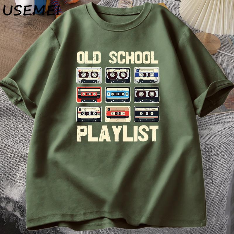 Cassette Tape Music Old School Tshirt Playlist Digital Tshirt Cotton Short Sleeve Round Neck Tee Shirt Summer Tees Oneck