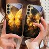Огненная Теплая Бабочка Для Samsung Galaxy S20 FE S21 S22 S23 Plus S24 Ultra 25Ultra S21+ S9+ S22Plus Золотой стеклянный чехол для телефона