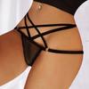 Черные прозрачные многослойные трусы-стринги с Т-образной спинкой и заниженной талией для медового месяца